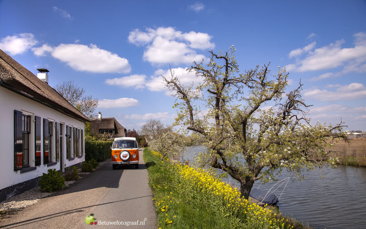 Brug van de Linge met de Dorpsdijk in de lente